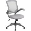 Flash Furniture Kale Mid-Back Gray Mesh Swivel Ergonomic Task Office Chair with Gray Frame and Flip-Up Arms(Grey)