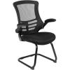 Flash Furniture Kelista Black Mesh Sled Base Side Reception Chair with Flip-Up Arms(Black Mesh)