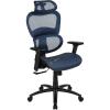 Flash Furniture LO Ergonomic Mesh Office Chair with 2-to-1 Synchro-Tilt, Adjustable Headrest, Lumbar Support, and Adjustable Pivot Arms in Blue