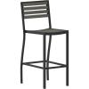 Flash Furniture Lark Commercial Grade Bar Height Stool, All-Weather Outdoor Bar Stool with Faux Wood Poly Resin Slats and Aluminum Frame, Gray Wash(Gray Wash)