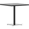 Flash Furniture Lark Outdoor Steel Dining Table – Faux Teak Poly Slatted Top – Commercial Grade Dining Table with Black Frame – 35″ Square – Umbrella Holder Hole(Gray Wash Teak)