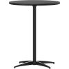 Flash Furniture Lars 36” Round Wood Cocktail Table with 30” and 42” Columns, Wood Bar Height Table for Commercial or Residential Use, Natural(Black)