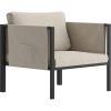 Flash Furniture Lea Indoor/Outdoor Patio Chair with Cushions – Modern Steel Framed Chair with Storage Pockets, Black with Beige Cushions(Light Gray)