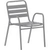 Flash Furniture Lila Commercial Restaurant Stack Chair with Triple Slat Back and Arms, Indoor-Outdoor Dining Chair, Silver(Silver)