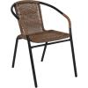 Flash Furniture Lila Modern Rattan Indoor/Outdoor Stackable Dining Chairs, Stacking Rattan Bistro Chairs for Patio or Restaurant, Set of 2, Brown(Dark Brown)