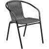 Flash Furniture Lila Modern Rattan Indoor/Outdoor Stackable Dining Chairs, Stacking Rattan Bistro Chairs for Patio or Restaurant, Set of 2, Brown(Grey)