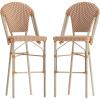 Flash Furniture Lourdes Commercial Grade Bistro Barstool, Stackable Indoor/Outdoor Dining Stool, 30″High, Natural/White & Light Natural Finish, Set of 2(Natural & White/Light Natural Frame)