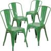 Flash Furniture Luke Commercial Grade 4 Pack Green Metal Indoor-Outdoor Stackable Chair