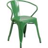 Flash Furniture Luna Commercial Grade Black Metal Indoor-Outdoor Chair with Arms(Green)