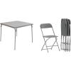 Flash Furniture Madelyn Folding Card Table – Gray | Portable Square Table & Hercules Series Plastic Folding Chair – Grey – 4 Pack 650LB Weight Capacity Comfortable Event(Grey)