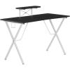 Flash Furniture Mallot Gaming Desk – White Computer Desk – 51.5″ Gamers Table with Cup Holder, Headphone Hook, and Monitor/Smartphone Stand(Black/White)