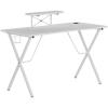 Flash Furniture Mallot Gaming Desk – White Computer Desk – 51.5″ Gamers Table with Cup Holder, Headphone Hook, and Monitor/Smartphone Stand(White)