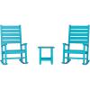Flash Furniture Manchester Commercial 3-Piece Rocking Chairs/Table Set, 2 Contemporary Rocking Chairs, End Table, HDPE Construction, All-Weather Use, Blue
