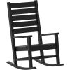 Flash Furniture Manchester Commercial Grade Outdoor Rocking Chair, All-Weather HDPE Indoor/Outdoor Rocker, White(Black)