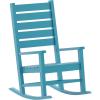 Flash Furniture Manchester Commercial Grade Outdoor Rocking Chair, All-Weather HDPE Indoor/Outdoor Rocker, White(Blue)