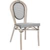 Flash Furniture Marseille Indoor/Outdoor Commercial Bistro Stack Chair – Black Textilene Back and Seat – Natural Bamboo Print Metal Frame(Black & White/Light Natural Frame)