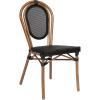 Flash Furniture Marseille Indoor/Outdoor Commercial Bistro Stack Chair – Black Textilene Back and Seat – Natural Bamboo Print Metal Frame(Black/Natural Frame)
