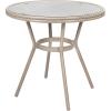 Flash Furniture Marseille Indoor/Outdoor Commercial Bistro Table – Tempered Glass Top – Textilene Fabric – Natural Bamboo Print Aluminum Frame – 31.5″ – Black(Black & White Textilene/Light Natural Frame)