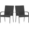 Flash Furniture Maxim Wicker Indoor/Outdoor Dining Chairs with Arms – Espresso Wicker Wrapped Steel Frames – Fade & Weather Resistant-For Deck or Backyard – Set of 2(Grey)