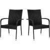 Flash Furniture Maxim Wicker Indoor/Outdoor Dining Chairs with Arms – Espresso Wicker Wrapped Steel Frames – Fade & Weather Resistant-For Deck or Backyard – Set of 2(Black)