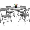 Flash Furniture Mindy Kids 3-Piece Folding Square Table and Chairs Set for Daycare and Classrooms, Children’s Activity Table/Chairs Set, Multicolor(Grey)
