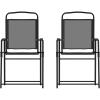 Flash Furniture Mystic Folding Patio Sling Chairs, Outdoor Textilene Lawn Chairs with Armrests, Set of 2, Gray(Black)