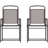 Flash Furniture Mystic Folding Patio Sling Chairs, Outdoor Textilene Lawn Chairs with Armrests, Set of 2, Gray(Brown)