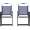 Flash Furniture Mystic Folding Patio Sling Chairs, Outdoor Textilene Lawn Chairs with Armrests, Set of 2, Gray(Navy)