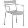 Flash Furniture Nash Commercial Grade Steel Stack Chair, Indoor-Outdoor Arm Chair with 2 Slat Back, Set of 4, Silver(Silver)