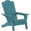 Flash Furniture Newport Adirondack Chair with Cup Holder, Weather Resistant Poly Resin Adirondack Chair, Blue(Blue)