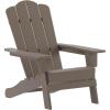 Flash Furniture Newport Adirondack Chair with Cup Holder, Weather Resistant Poly Resin Adirondack Chair, Blue(Brown)
