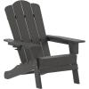 Flash Furniture Newport Adirondack Chair with Cup Holder, Weather Resistant Poly Resin Adirondack Chair, Blue(Grey)