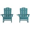 Flash Furniture Newport Adirondack Rocking Chairs with Cup Holder, Weather Resistant Poly Resin Adirondack Rocking Chairs, Set of 2, Red(Blue)