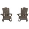 Flash Furniture Newport Adirondack Rocking Chairs with Cup Holder, Weather Resistant Poly Resin Adirondack Rocking Chairs, Set of 2, Red(Brown)