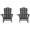 Flash Furniture Newport Adirondack Rocking Chairs with Cup Holder, Weather Resistant Poly Resin Adirondack Rocking Chairs, Set of 2, Red(Grey)