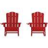 Flash Furniture Newport Adirondack Rocking Chairs with Cup Holder, Weather Resistant Poly Resin Adirondack Rocking Chairs, Set of 2, Red(Red)