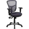 Flash Furniture Nicholas Mid-Back Swivel Desk Chair with Wheels, Mesh Back, Padded Seat, and Armrests, Adjustable Height Mesh Ergonomic Office Chair, Black(Dark Gray)