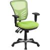 Flash Furniture Nicholas Mid-Back Swivel Desk Chair with Wheels, Mesh Back, Padded Seat, and Armrests, Adjustable Height Mesh Ergonomic Office Chair, Black(Green)