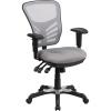 Flash Furniture Nicholas Mid-Back Swivel Desk Chair with Wheels, Mesh Back, Padded Seat, and Armrests, Adjustable Height Mesh Ergonomic Office Chair, Black(Grey)