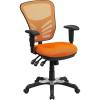 Flash Furniture Nicholas Mid-Back Swivel Desk Chair with Wheels, Mesh Back, Padded Seat, and Armrests, Adjustable Height Mesh Ergonomic Office Chair, Black(Orange)
