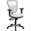 Flash Furniture Nicholas Mid-Back Swivel Desk Chair with Wheels, Mesh Back, Padded Seat, and Armrests, Adjustable Height Mesh Ergonomic Office Chair, Black(White)