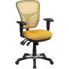 Flash Furniture Nicholas Mid-Back Swivel Desk Chair with Wheels, Mesh Back, Padded Seat, and Armrests, Adjustable Height Mesh Ergonomic Office Chair, Black(Yellow-orange)