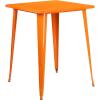 Flash Furniture Nolan Commercial Grade 31.5″ Square Silver Metal Indoor-Outdoor Bar Height Table(Orange)