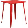 Flash Furniture Nolan Commercial Grade 31.5″ Square Silver Metal Indoor-Outdoor Bar Height Table(Red)
