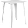 Flash Furniture Nolan Commercial Grade 31.5″ Square Silver Metal Indoor-Outdoor Bar Height Table(White)