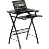 Flash Furniture Norris Black Tempered Glass Computer Desk with Pull-Out Keyboard Tray