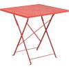 Flash Furniture Oia Commercial Grade 28″ Square Black Indoor-Outdoor Steel Folding Patio Table(Coral)