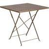 Flash Furniture Oia Commercial Grade 28″ Square Black Indoor-Outdoor Steel Folding Patio Table(Gold)