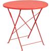 Flash Furniture Oia Commercial Grade 30″ Round Black Indoor-Outdoor Steel Folding Patio Table(Coral)