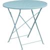 Flash Furniture Oia Commercial Grade 30″ Round Black Indoor-Outdoor Steel Folding Patio Table(Sky Blue)